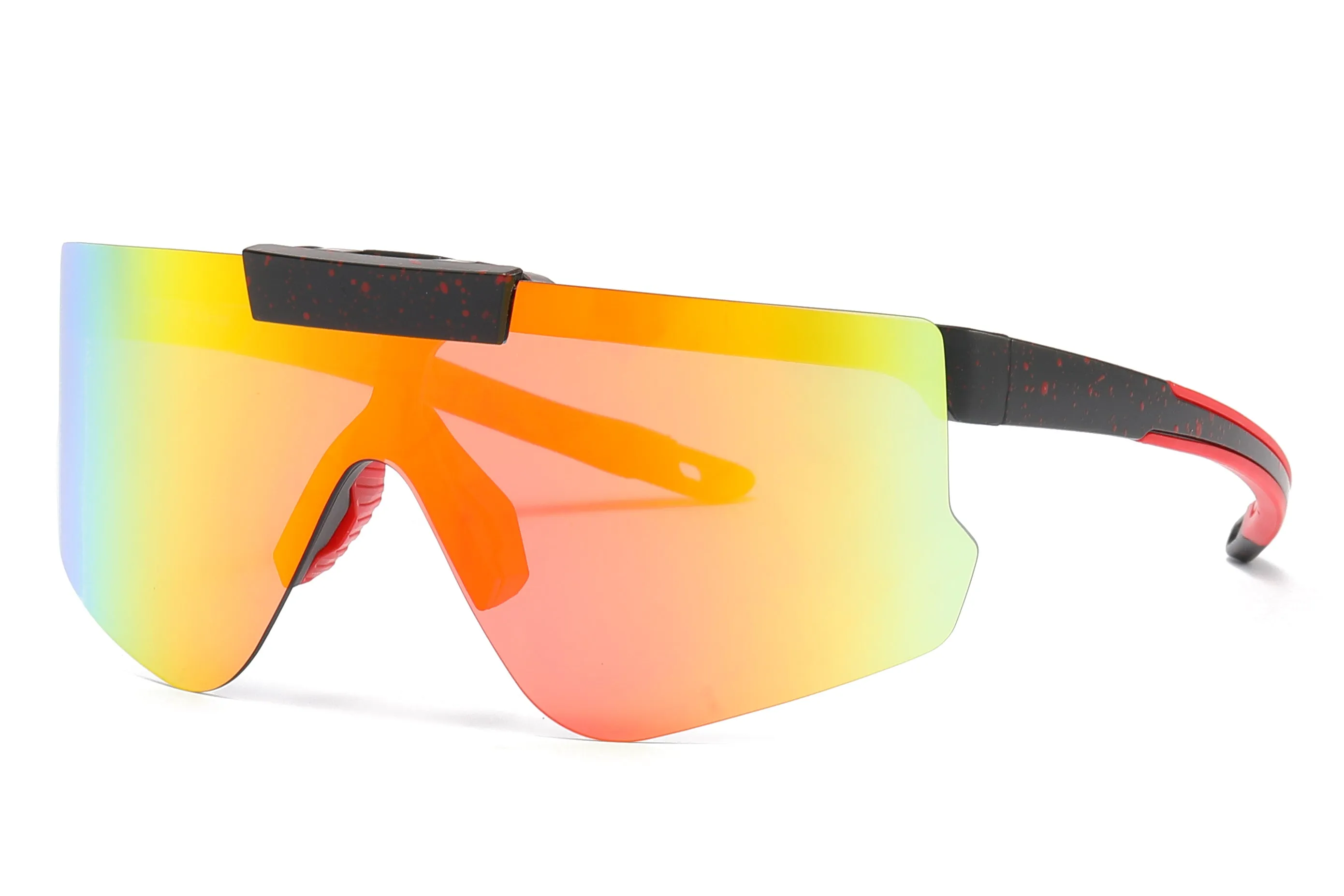 PL 5229 -  Polarized Sports Shield Flip Up Lens Plastic Sunglasses