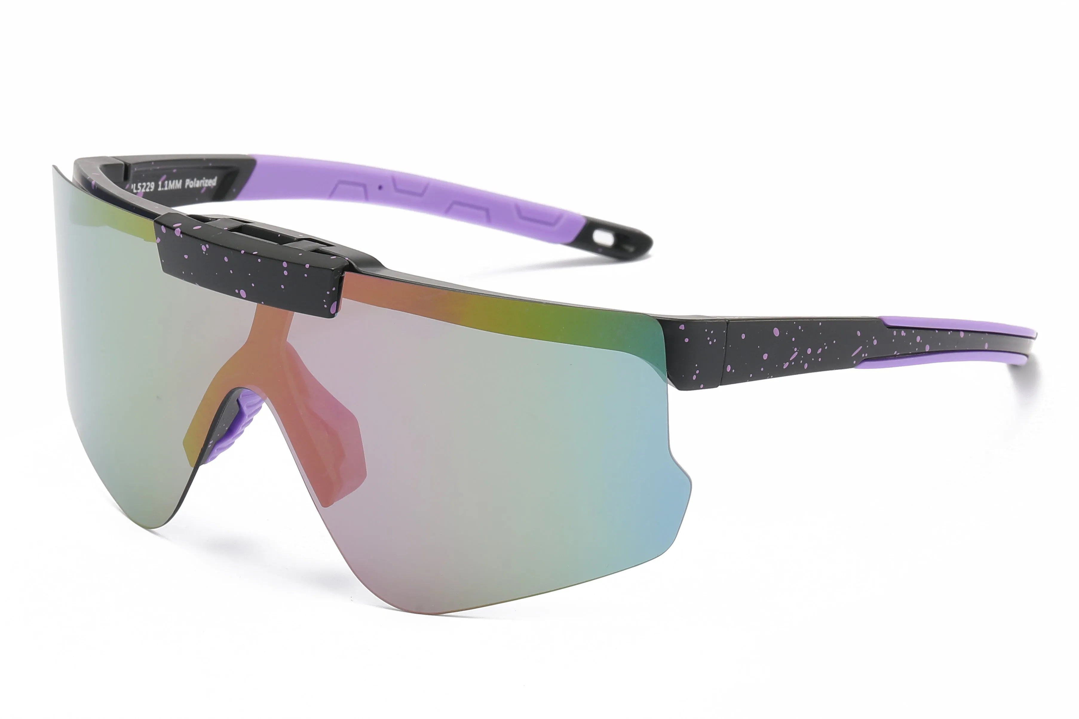 PL 5229 -  Polarized Sports Shield Flip Up Lens Plastic Sunglasses