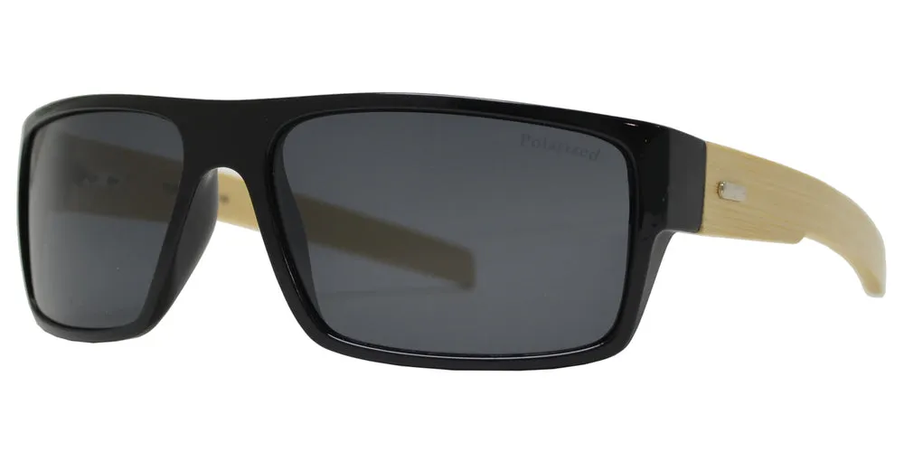 PL 7993 - Bamboo Polarized Sports Rectangular Sunglasses