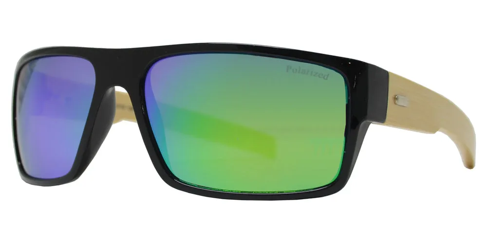 PL 7993 - Bamboo Polarized Sports Rectangular Sunglasses