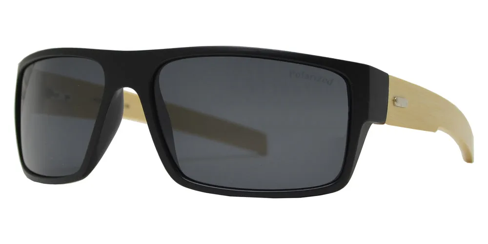 PL 7993 - Bamboo Polarized Sports Rectangular Sunglasses