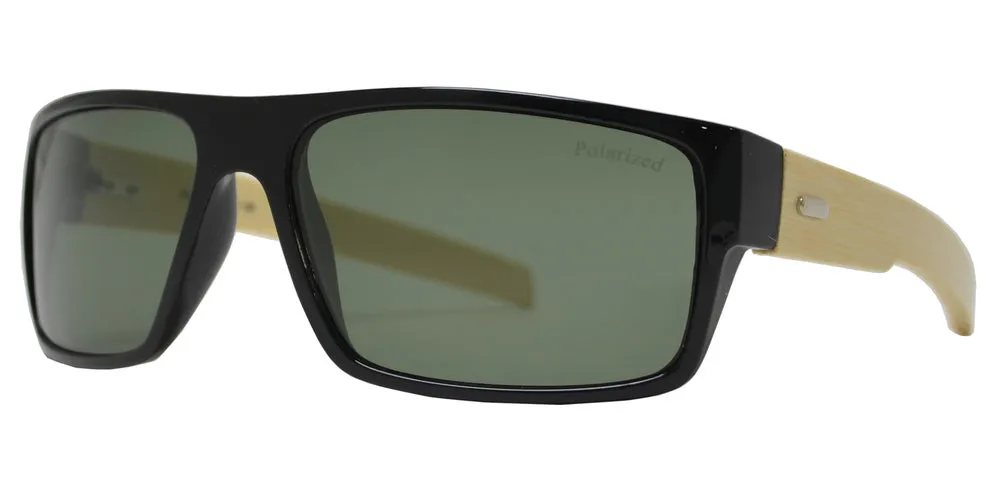 PL 7993 - Bamboo Polarized Sports Rectangular Sunglasses