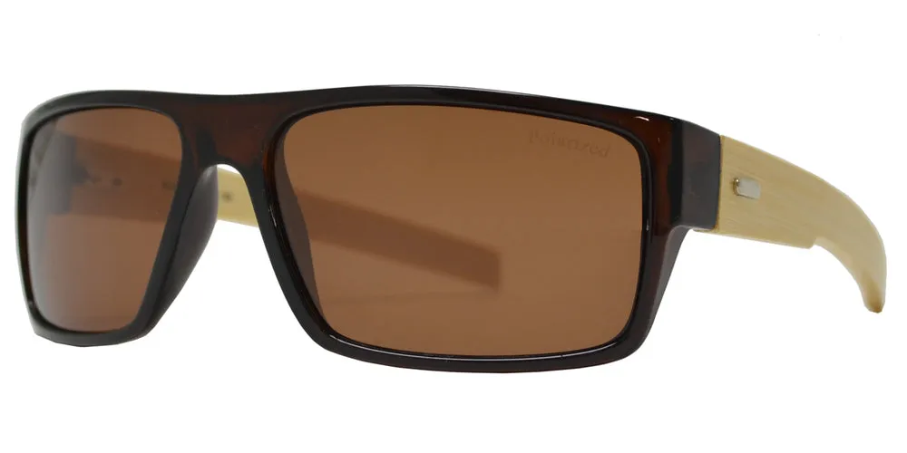 PL 7993 - Bamboo Polarized Sports Rectangular Sunglasses