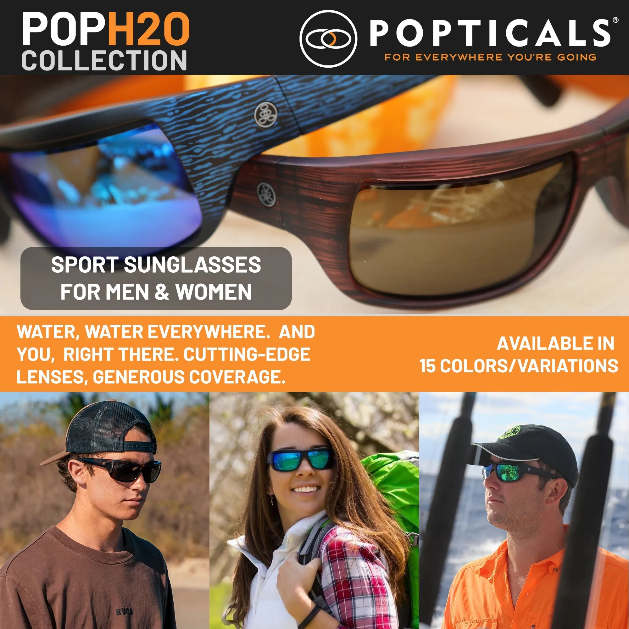 POPH2O | Polarized, Matte Black, Copper Lens