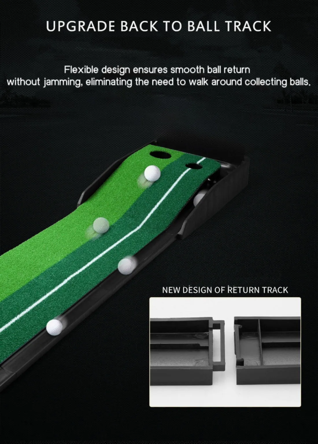 Portable Auto Return Golf Practice Putting Mat Putter Trainer Aid Indoor Outdoor