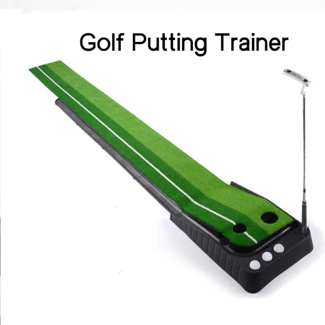 Portable Auto Return Golf Practice Putting Mat Putter Trainer Aid Indoor Outdoor