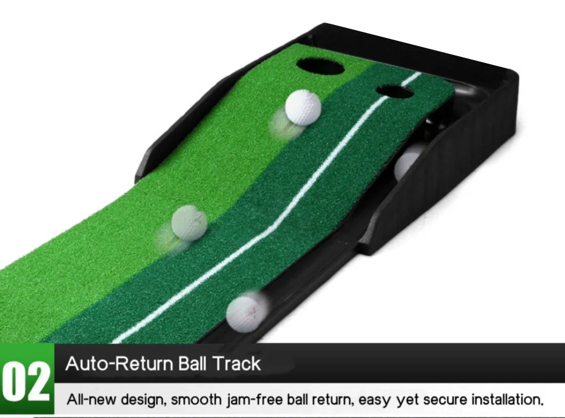 Portable Auto Return Golf Practice Putting Mat Putter Trainer Aid Indoor Outdoor