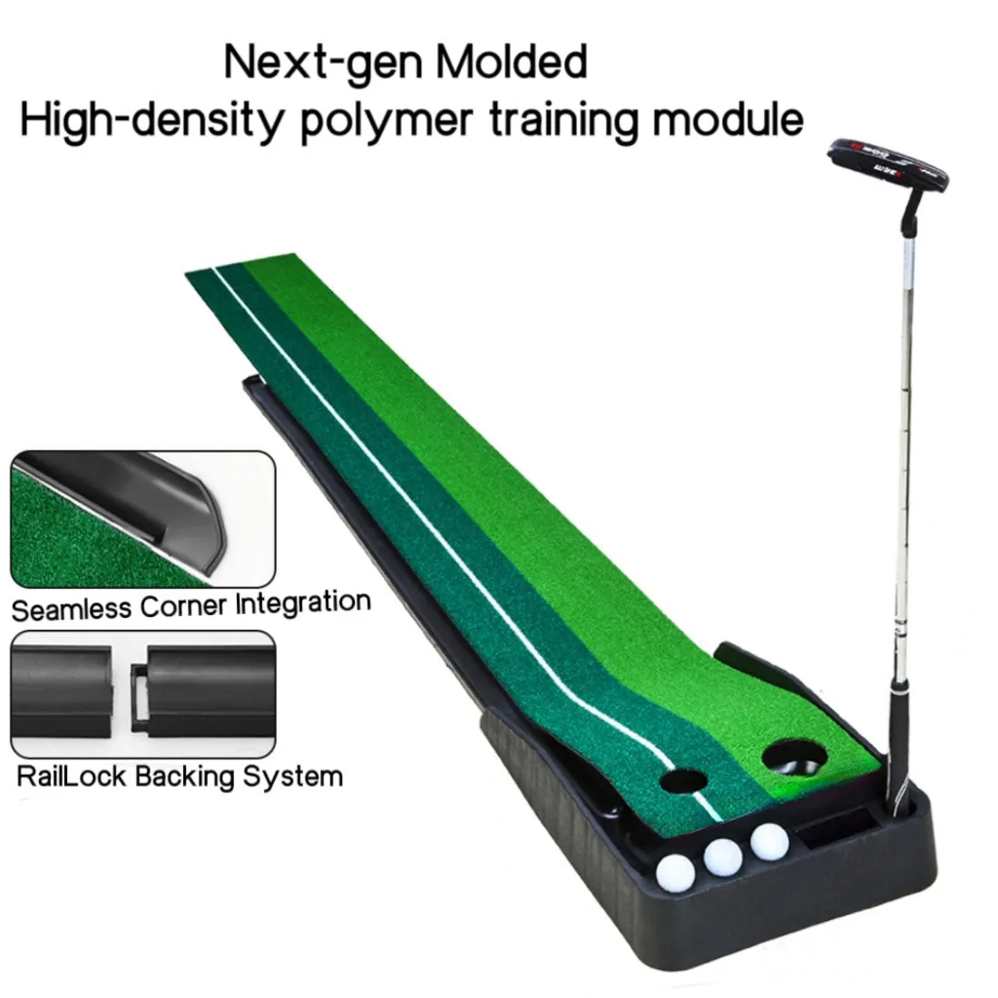 Portable Auto Return Golf Practice Putting Mat Putter Trainer Aid Indoor Outdoor