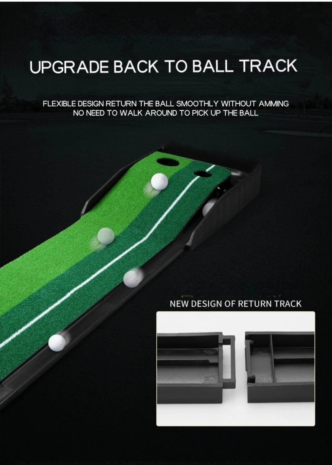 Portable Auto Return Golf Practice Putting Mat Putter Trainer Aid Indoor Outdoor