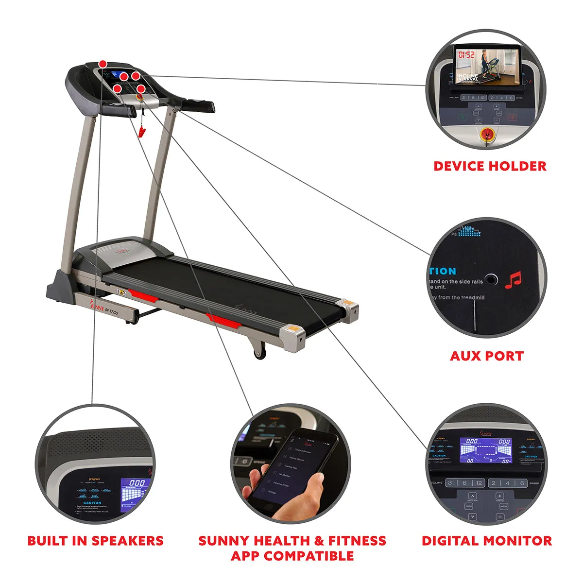 Portable Treadmill w/ Incline, Shock Absorption and Smart App