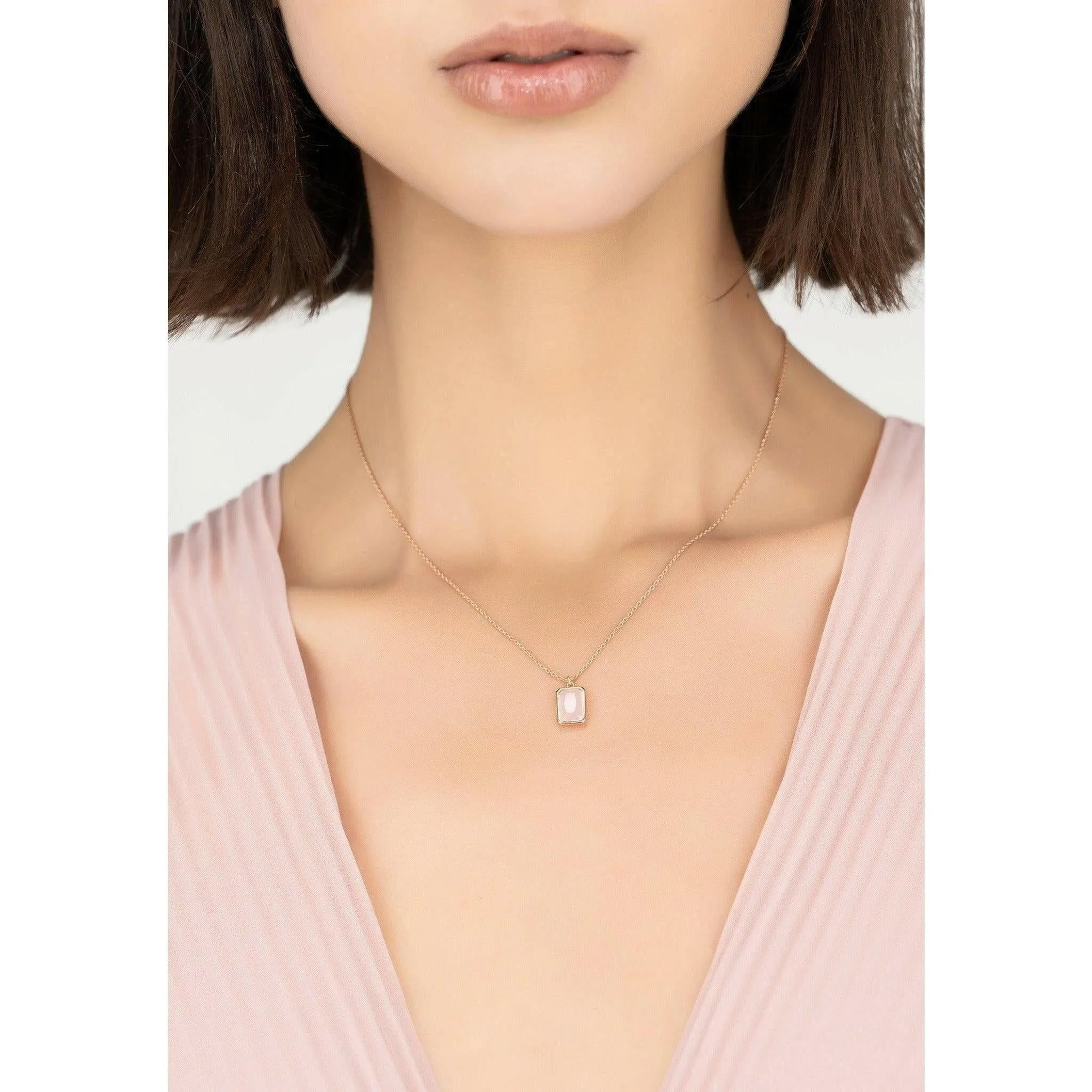 Portofino Necklace Rose Gold Rose Quartz