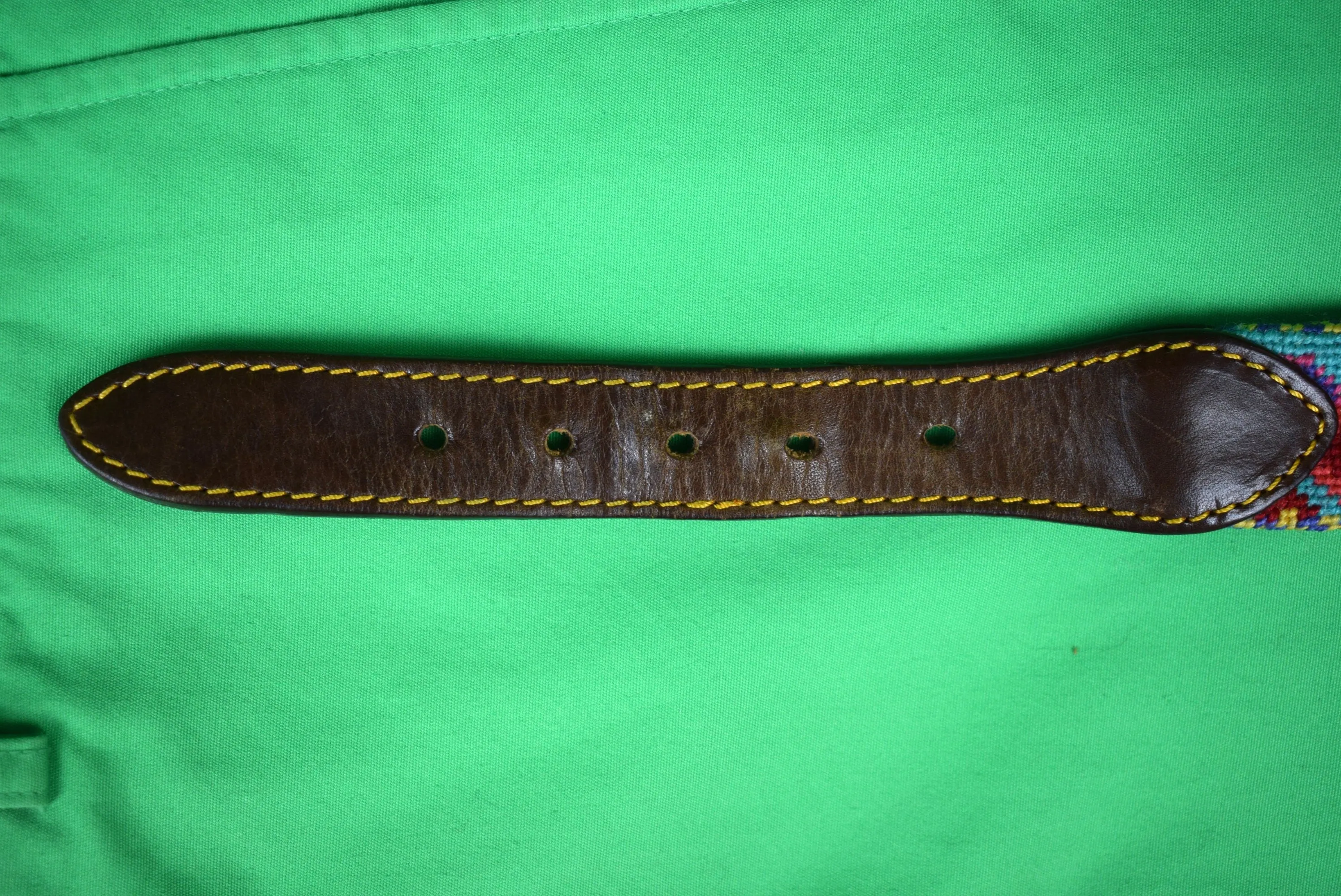 "J. McLaughlin Turq & Coral Needlepoint Belt" Sz: 40 (SOLD)
