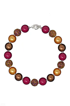 Raspberry Rose Rhinestone Bubblegum Necklace
