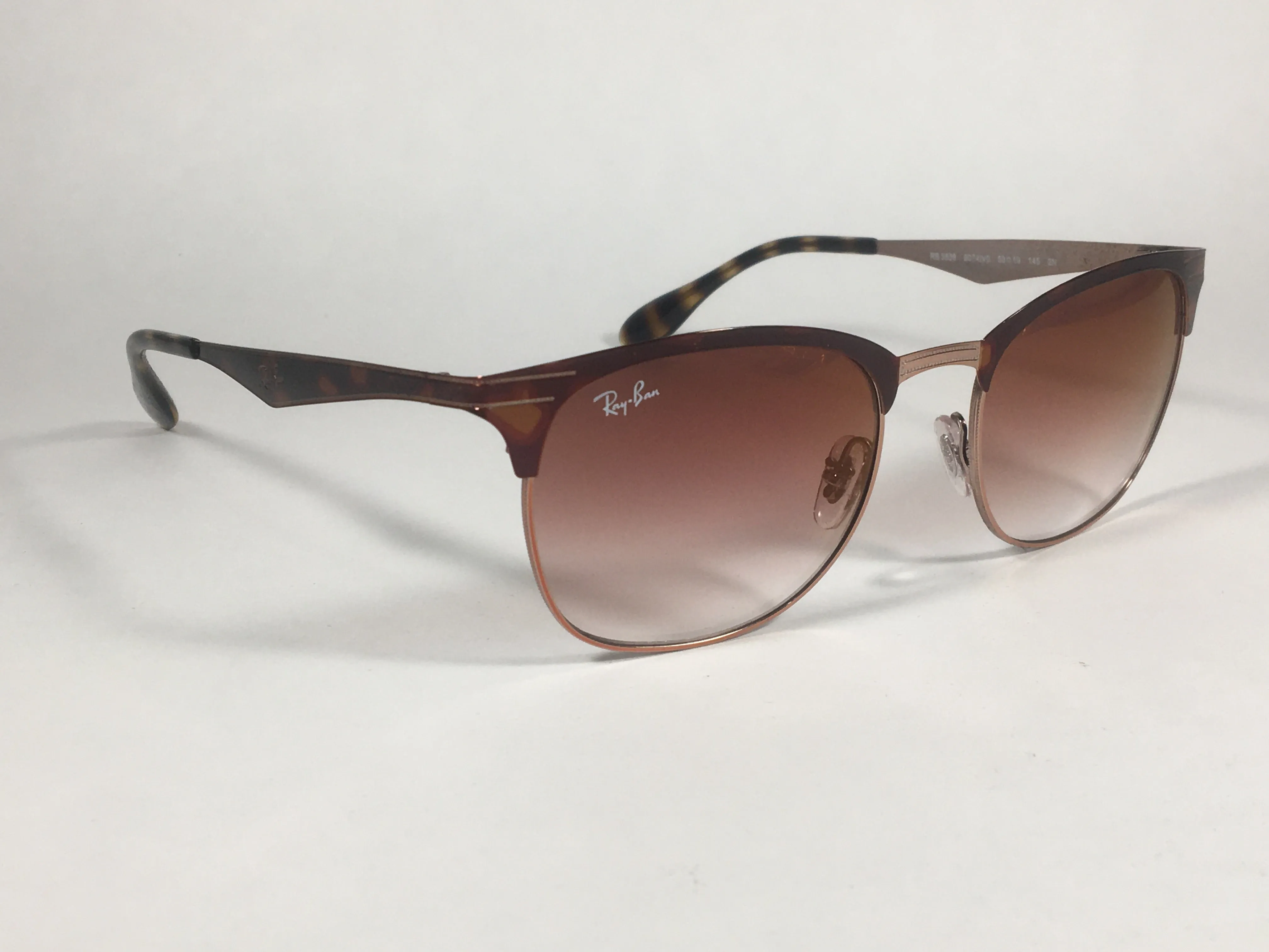 Ray-Ban Clubmaster Sunglasses Copper Havana Frame Red Gradient Lens RB3538 9074/V0