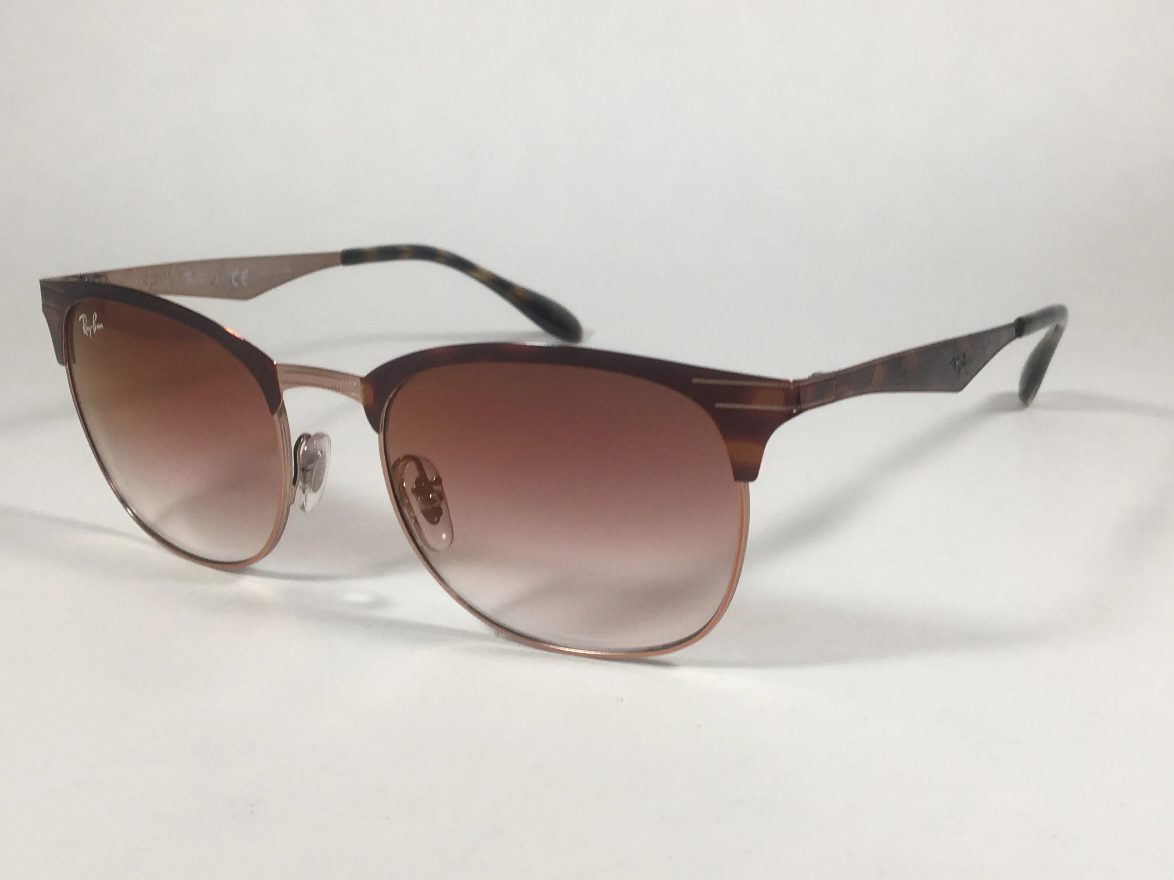 Ray-Ban Clubmaster Sunglasses Copper Havana Frame Red Gradient Lens RB3538 9074/V0