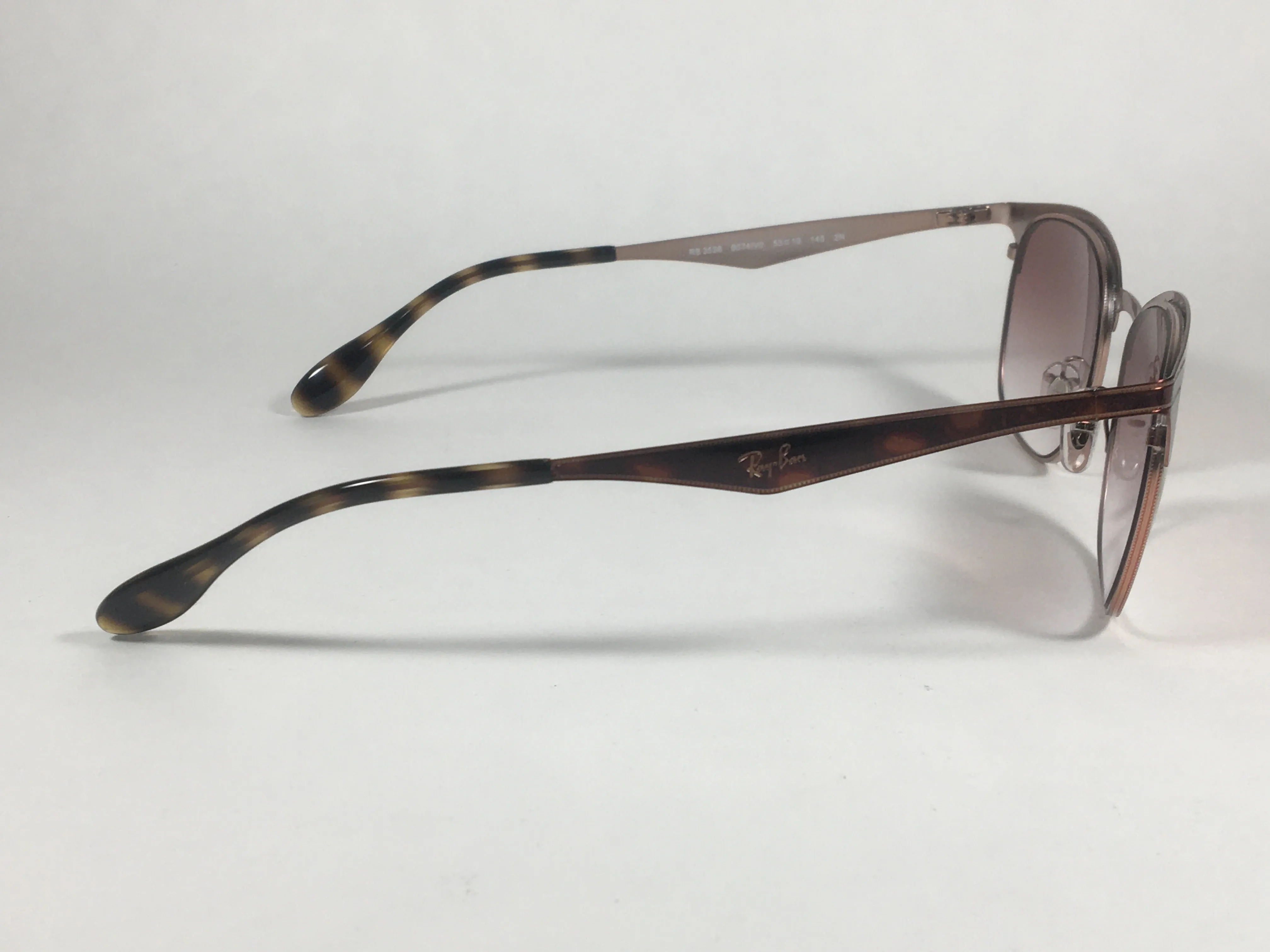 Ray-Ban Clubmaster Sunglasses Copper Havana Frame Red Gradient Lens RB3538 9074/V0