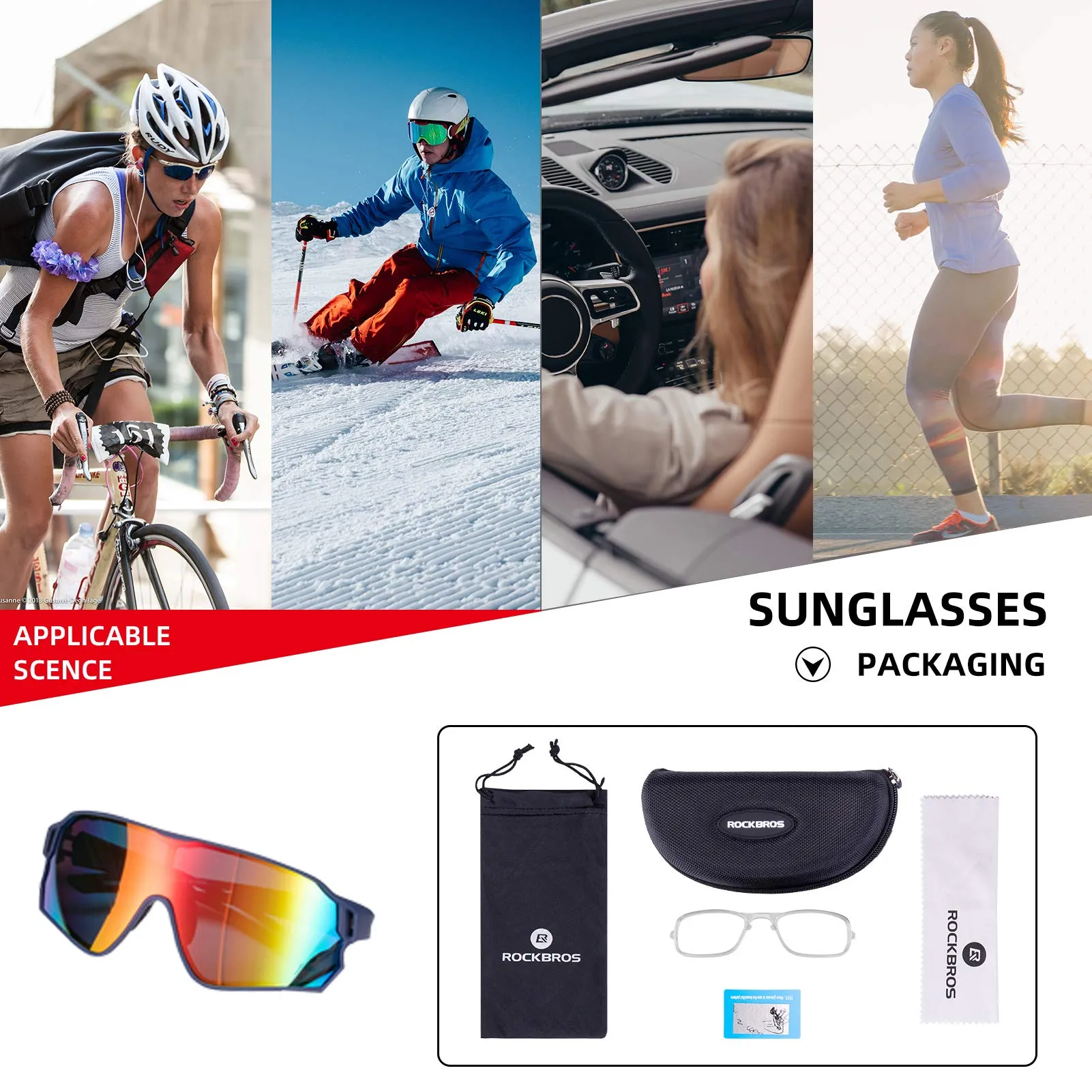 ROCKBROS Cycling Sunglasses Polarized UV Protection Full Frame Goggles