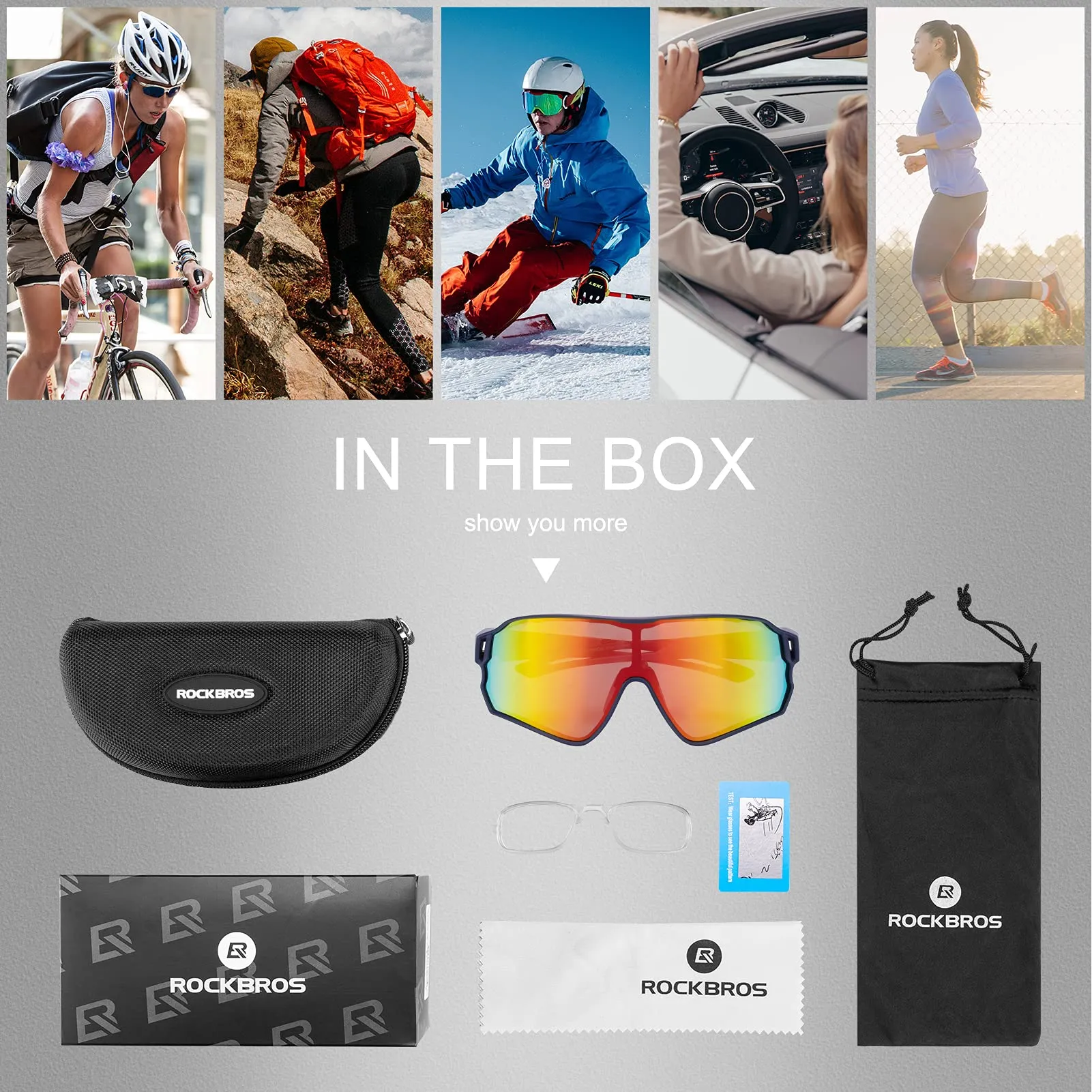 ROCKBROS Cycling Sunglasses Polarized UV Protection Full Frame Goggles