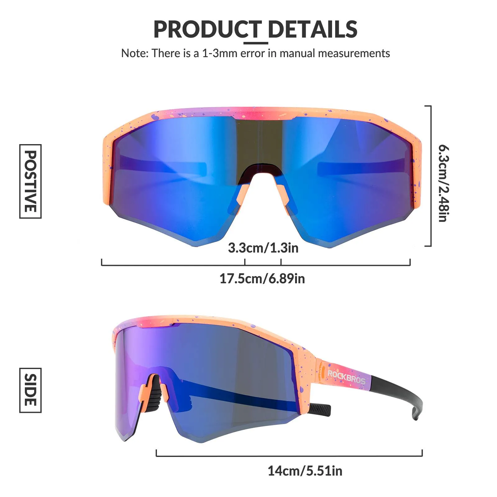 ROCKBROS Polarized Sports Glasses Adjustable Temple TAC Lenses TR90 Frame