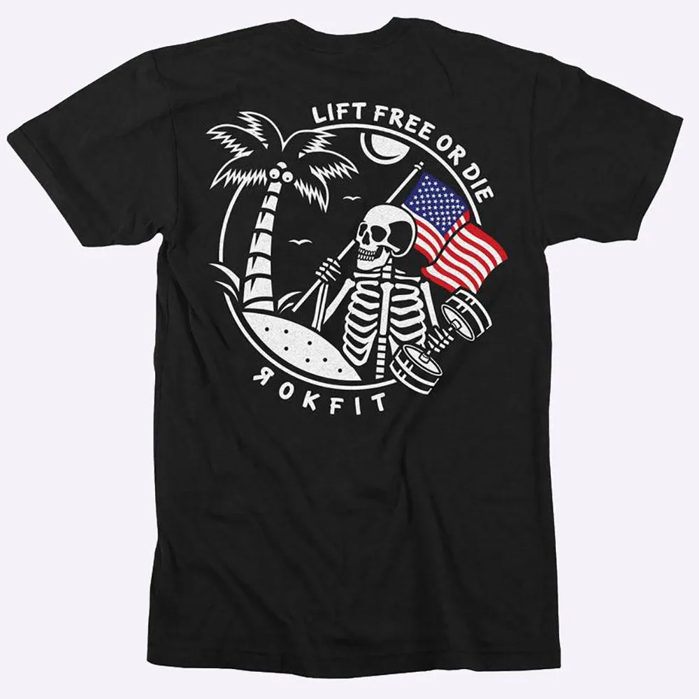 RokFit Men's T-Shirt - LIFT FREE OR DIE - Black