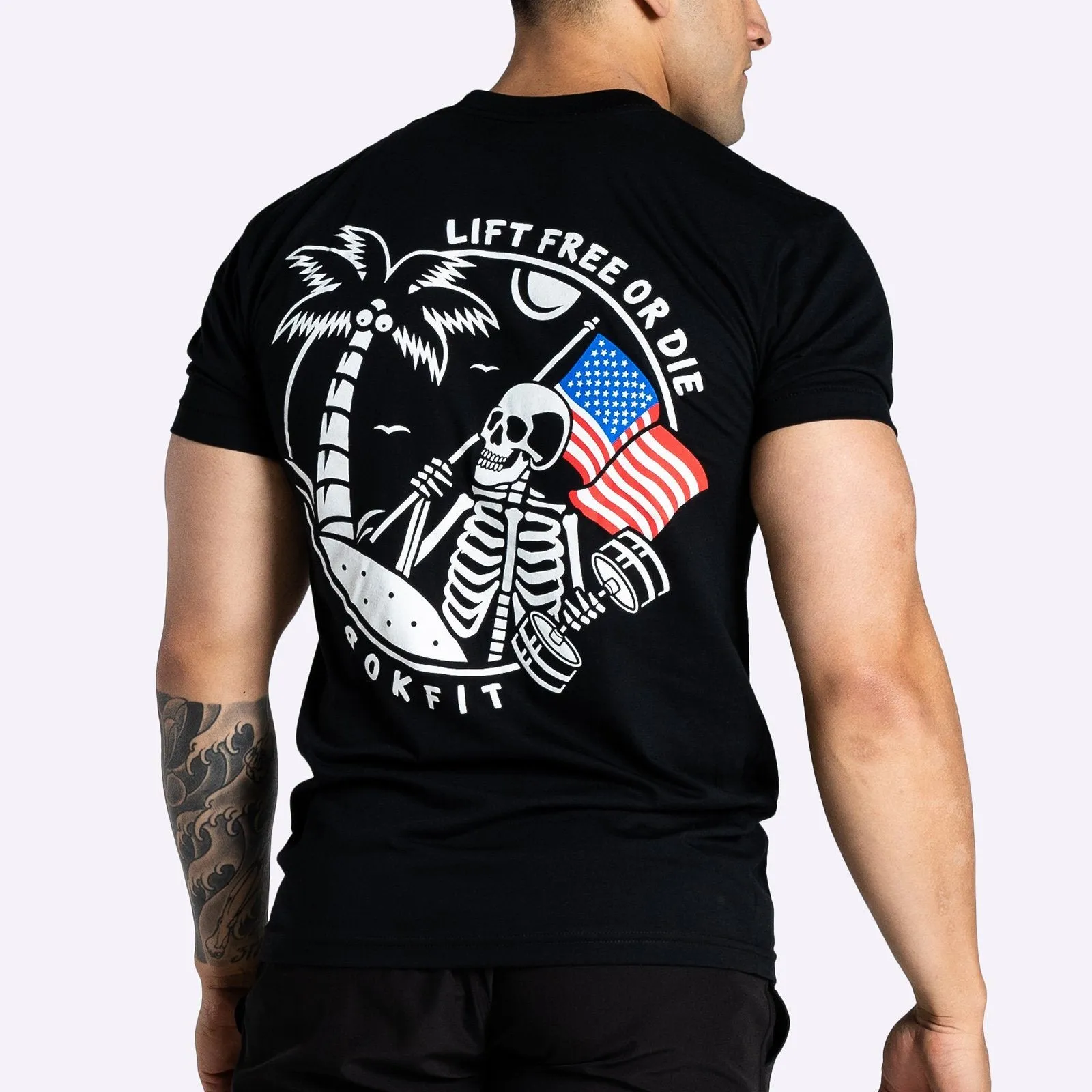RokFit Men's T-Shirt - LIFT FREE OR DIE - Black