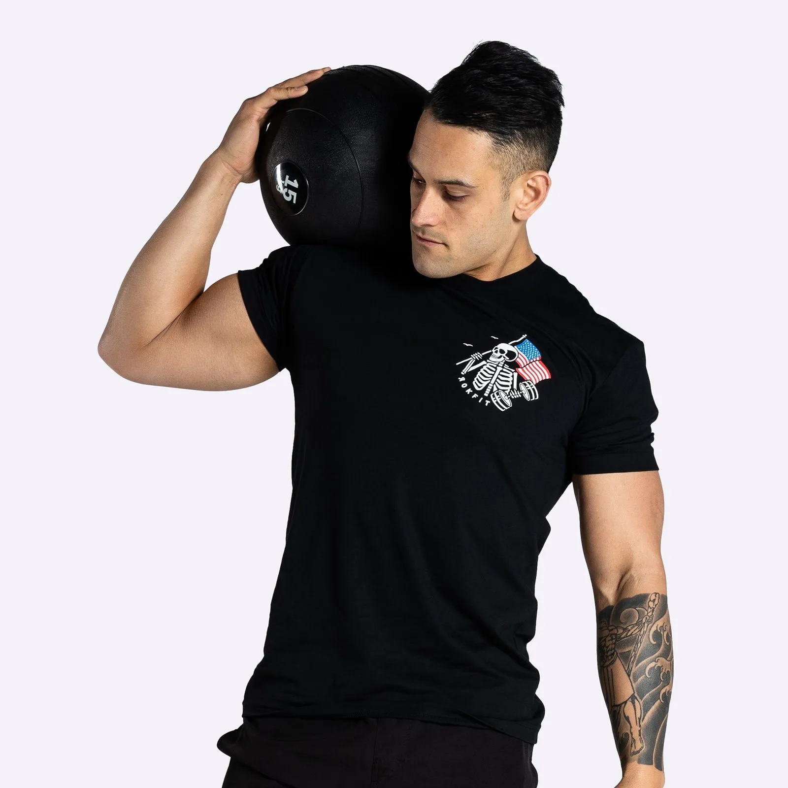 RokFit Men's T-Shirt - LIFT FREE OR DIE - Black