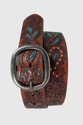 Roper Women's 1.5'' Paisley Floral Tooled Belt