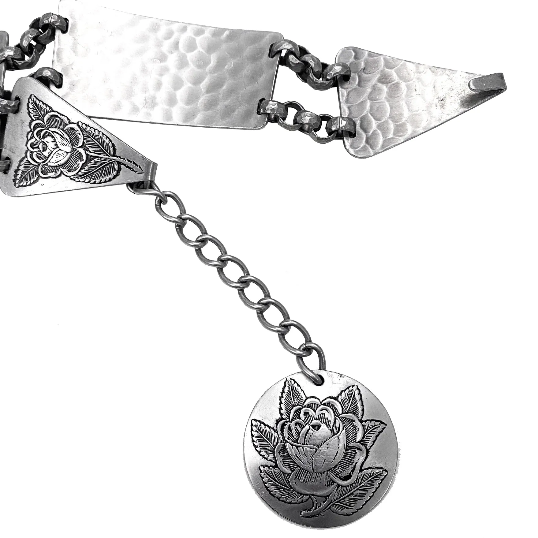 Rose Embossed Silver Belt (XS-M)