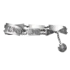 Rose Embossed Silver Belt (XS-M)