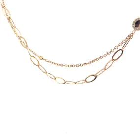 Rose Gold Double Chain Necklace with Diamonds