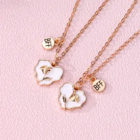 Rose Matching Best Friend Necklaces Gift Set for 2