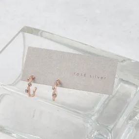 Rose Silver Inlaid Wavy Hoop Earrings