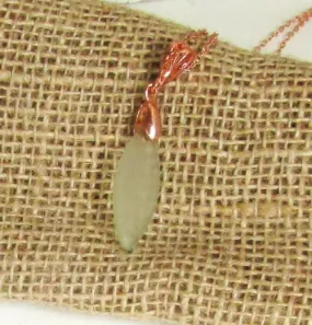Sea Glass Pendant Necklace Pale Green