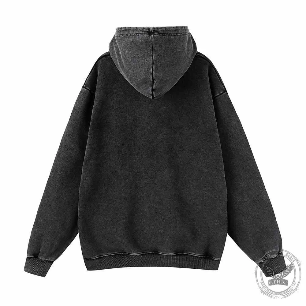 Skeleton Deadlift Barbell Vintage Washed Hoodie