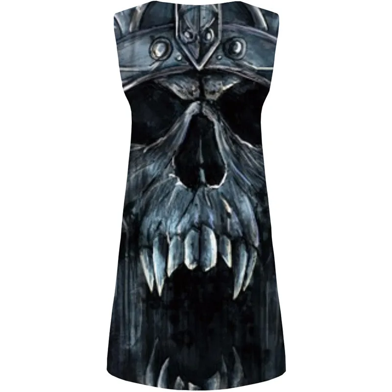 Skull Dress Women Skeleton Ladies Dresses Gothic Tank Gray Beach Rock 3d Print Womens Clothing Summer