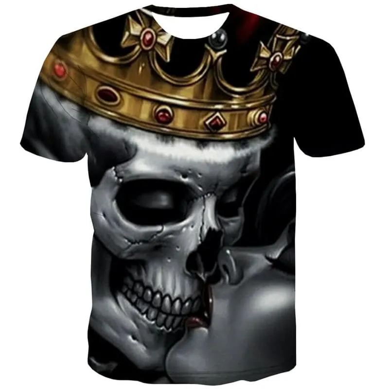 Skull T-shirt Men Love T-shirts 3d Skeleton Shirt Print Couples Tshirt Printed