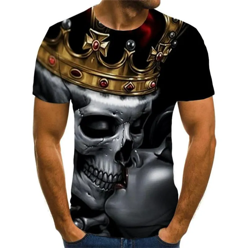 Skull T-shirt Men Love T-shirts 3d Skeleton Shirt Print Couples Tshirt Printed