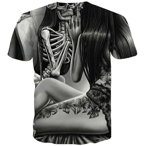 Skull T-shirt Men Skeleton T-shirts 3d Black And White Shirt Print Punk Tshirts Novelty Rock Tshirts Cool Short Sleeve Punk Rock