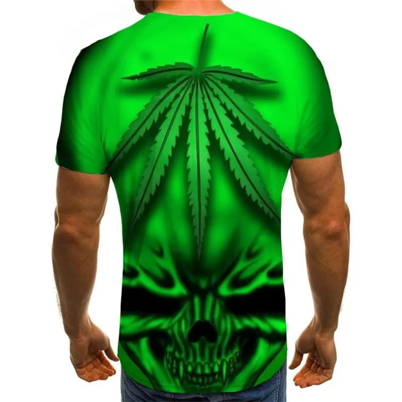 Skull T shirt Men Skeleton Tshirts Casual Gothic Anime Clothes Green Shirt Print