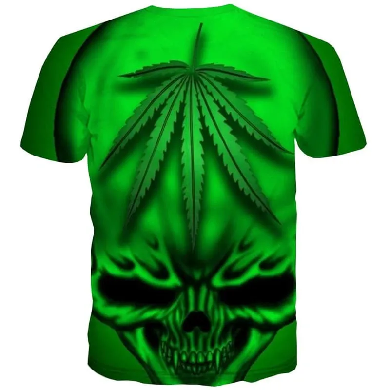 Skull T shirt Men Skeleton Tshirts Casual Gothic Anime Clothes Green Shirt Print
