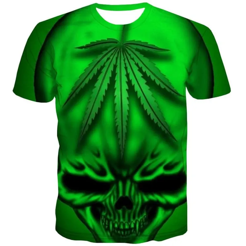 Skull T shirt Men Skeleton Tshirts Casual Gothic Anime Clothes Green Shirt Print