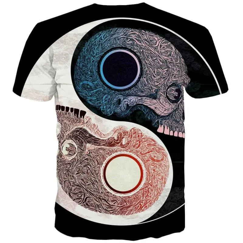 Skull T shirt Men Yin And Yang Tshirts Casual Skeleton Tshirt Printed Funny Funny T shirts