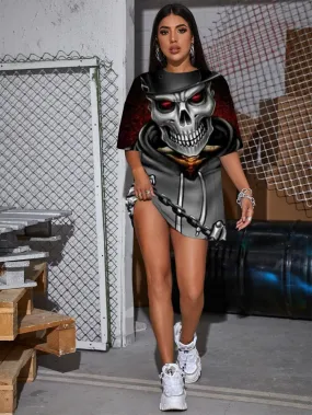 Skull T Shirt Women Skeleton Gothic Rock Funny T shirts Hip Hop Tshirt Printed