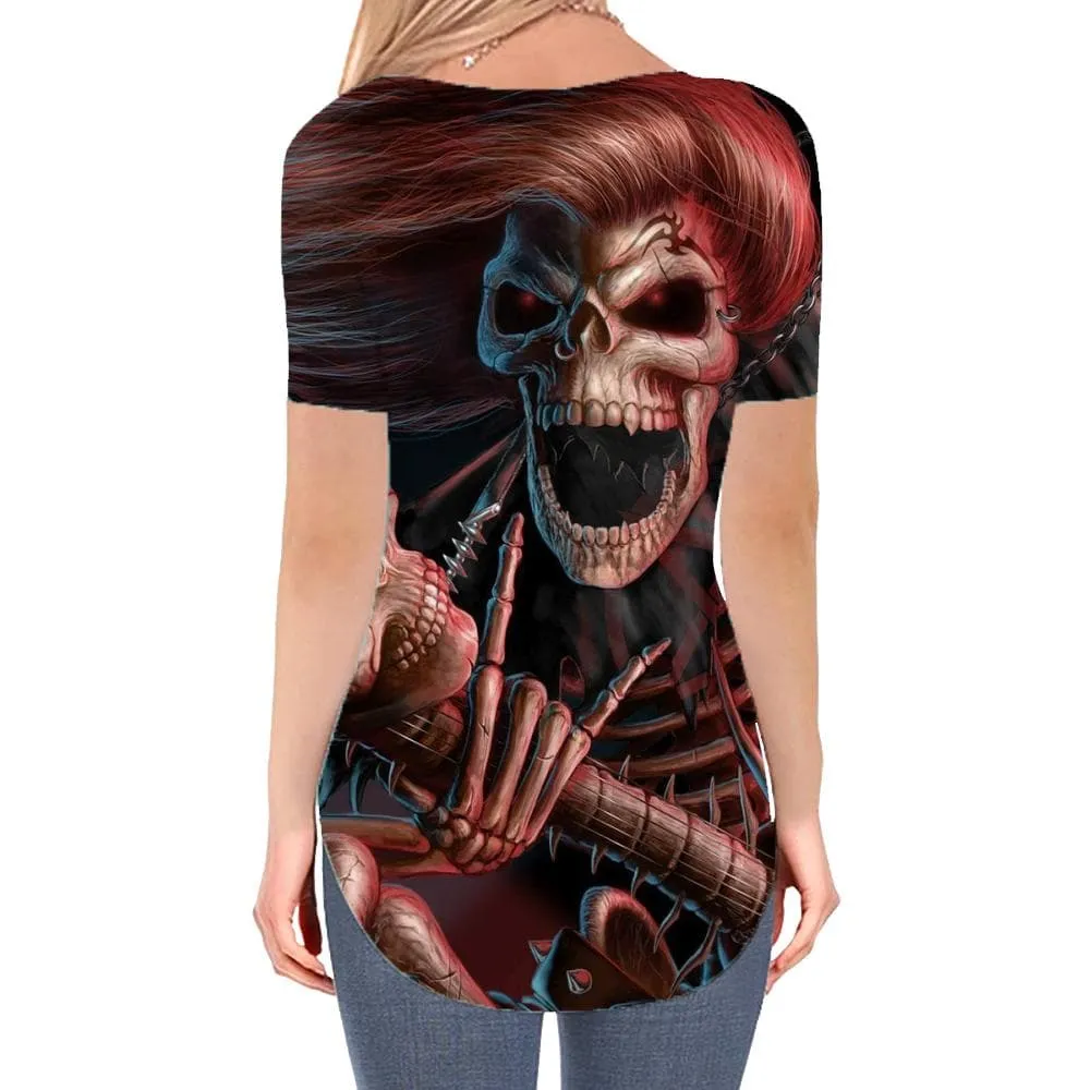 Skull T-shirt women Skeleton Shirt Print Hip Hop Funny T shirts Punk Tshirts Printed Rock T-shirts 3d