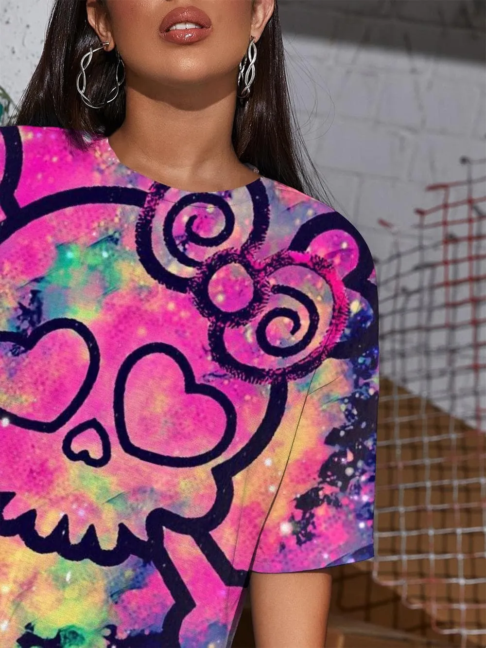 Skull T Shirt Women Skeleton Summer Kawaii Funny T shirts Colorful T-shirts 3d Graffiti Gothic