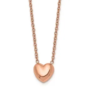 Stainless Steel Polished Pink IP-plated Heart Necklace