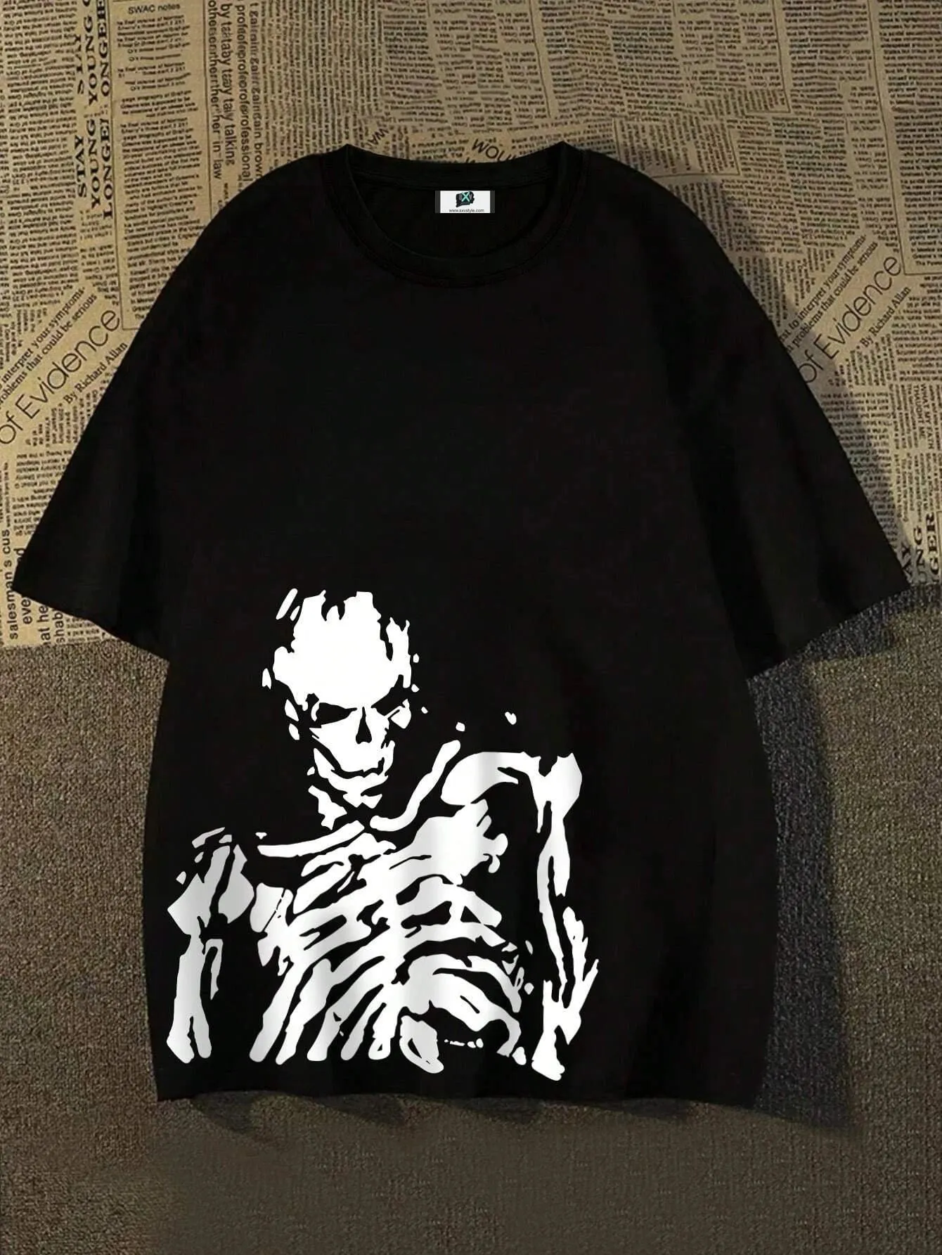 SXV  'Skeleton 3’ Printed Cool Aesthetic Oversized Baggy T-shirt