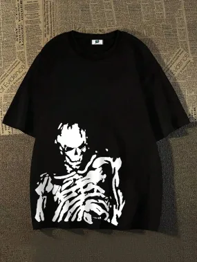 SXV  'Skeleton 3’ Printed Cool Aesthetic Oversized Baggy T-shirt