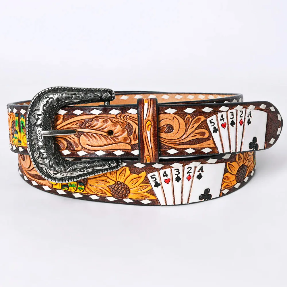 The Gambler Hand Tooled Leather Belt