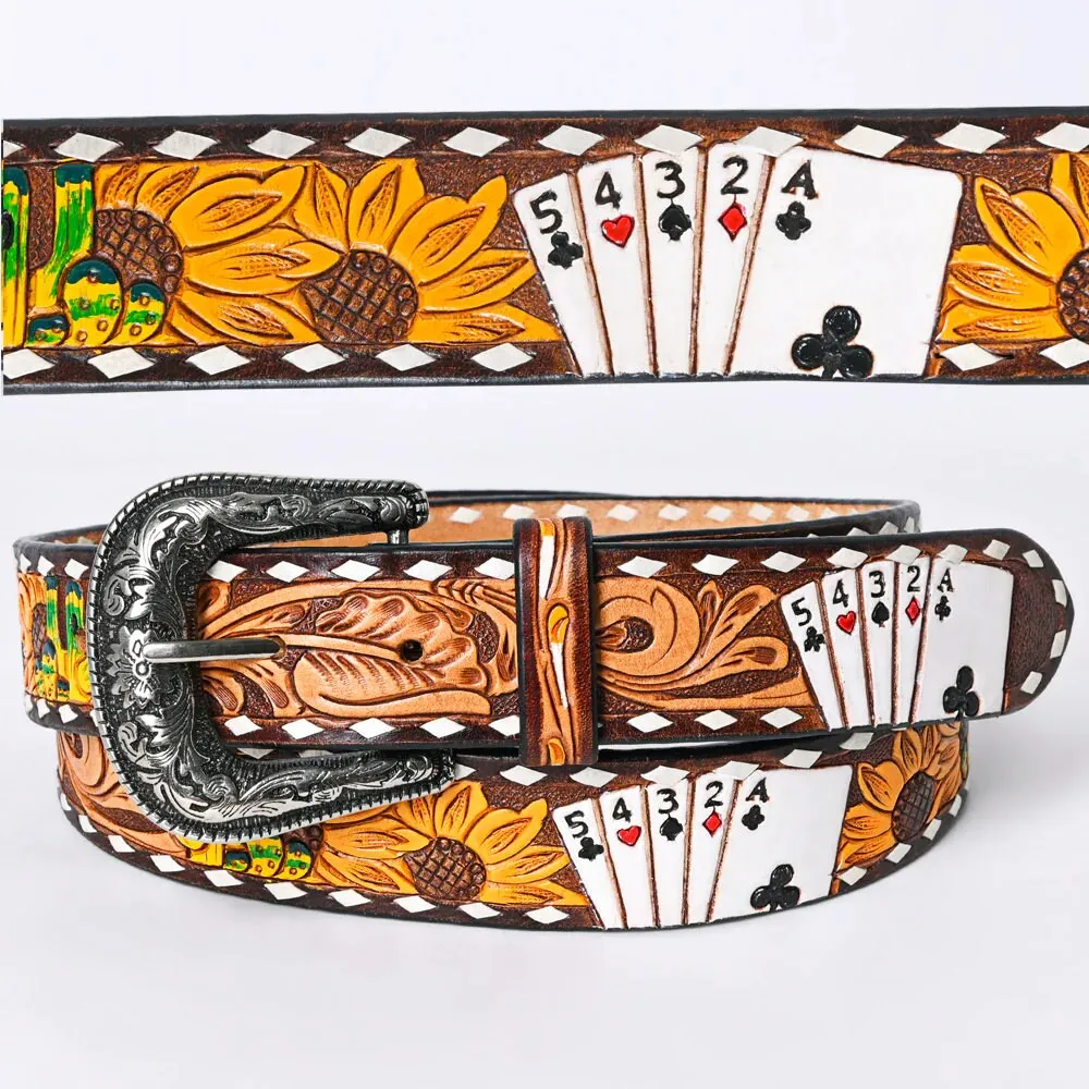 The Gambler Hand Tooled Leather Belt